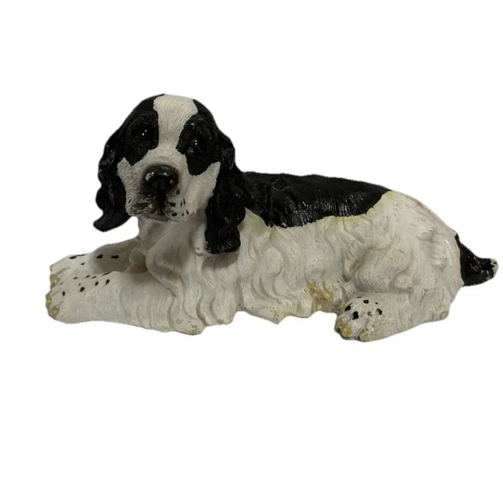Black And White Cocker Spaniel Pup Figurine